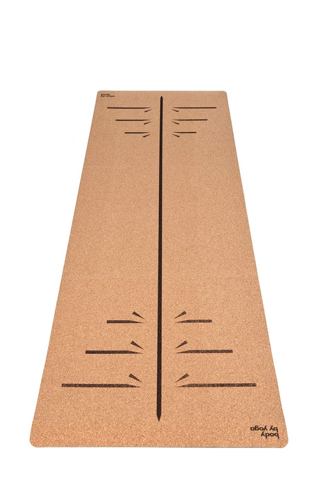 Luxury Cork Yoga Mat | Non Slip, Soft, Sweat Resistant with Built-in Pose Alignment Lines 80" x 26" x 6.5mm Warrior Mats Body By Yoga 
